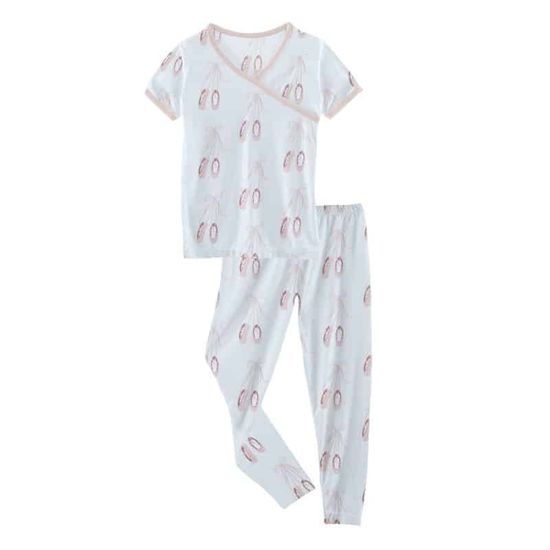 KicKee Pants Print Short Sleeve Kimono Pajama Set in Fresh Air