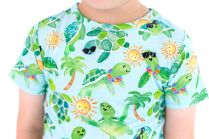 Shop Birdie Bean Myrtle Turtles 2-piece Short Sleeve Kids Pajamas with Shorts at Purple Owl Boutique