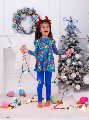 Shop Birdie Bean Christmas Holiday Lights Lucas Peplum Set at Purple Owl Boutique