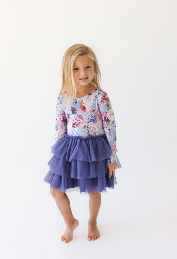 Shop Posh Peanut Long Sleeve Girls Tulle Dress in Annie at Purple Owl Boutique