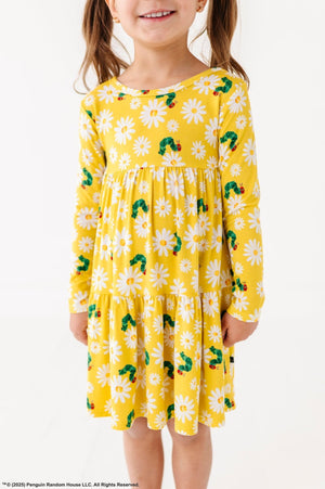 Shop The Sleepy Sloth The World of Eric Carle™ Spring Daisy Print Girls Tiered Long Sleeve Twirlie Dress at Purple Owl Boutique